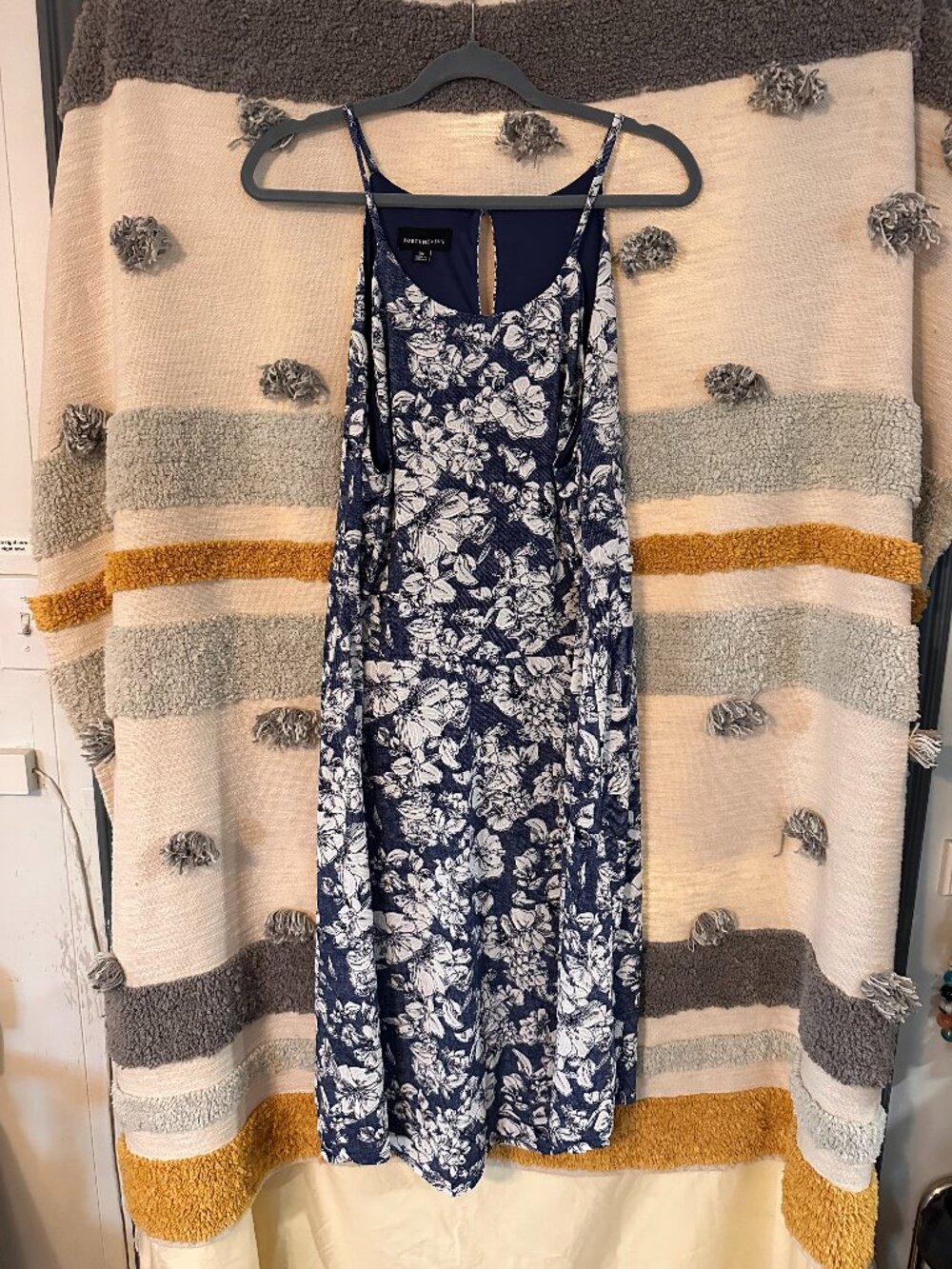 Fortune + Ivy Blue White Floral Halter Neck Cami Midi Dress - 2X